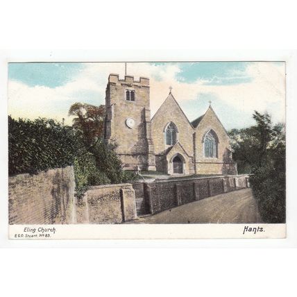 St Mary's Church Eling Postcard Hampshire FGO Stuart 83