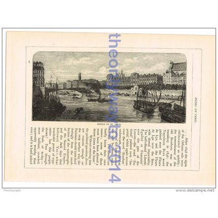 Bridge of St Louis, Paris, France, Book Illustration, 1880