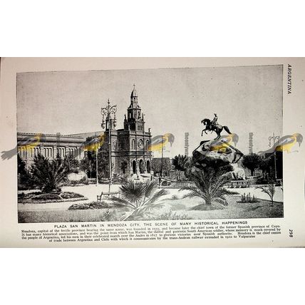 Mendoza, Plaza San Martin, Argentina, Book Illustration (Print), c1920