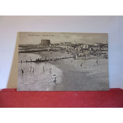 THE JETTY BEACH, CLACTON-ON-SEA, ESSEX. used antique postcard 1924 pm =