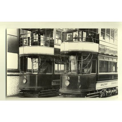 tm4708 - Bolton Trams 8 & 15 in Shifnal Street , Depot , Lancashire - photograph