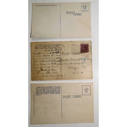 Boulder Dam, Barnegat Light, Horsehoe Falls 1940s -3 Antique Linen Postcards lot