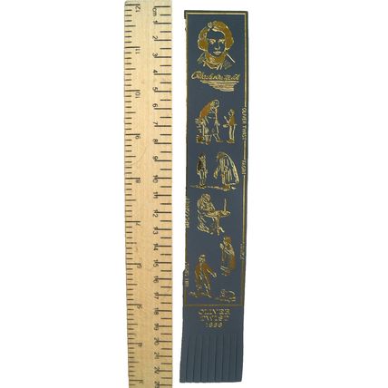 Vintage: grey leather bookmark - characters from Dickens