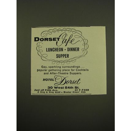 1961 Hotel Dorset Advertisement - Dorset Caf Luncheon Dinner Supper