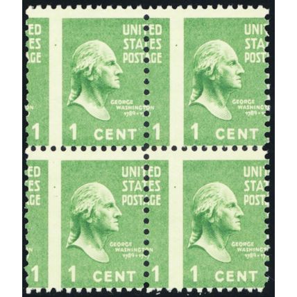 804, Mint NH 1¢ Misperfed Block of Four Stamps Error * Stuart Katz