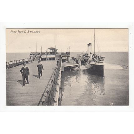 Paddle Steamer at Pier Head Swanage Postcard Dorset