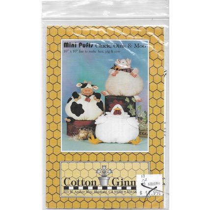 Cotton Ginnys #M099 Mini Puffs Cluck Oink Chicken Pig Cow Instructions & Pattern