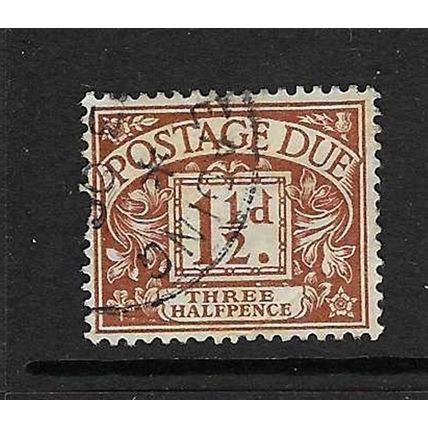 GB 1914-22 SIMPLE CYPHER 1½d POSTAGE DUE USED SG D3 CHESTNUT