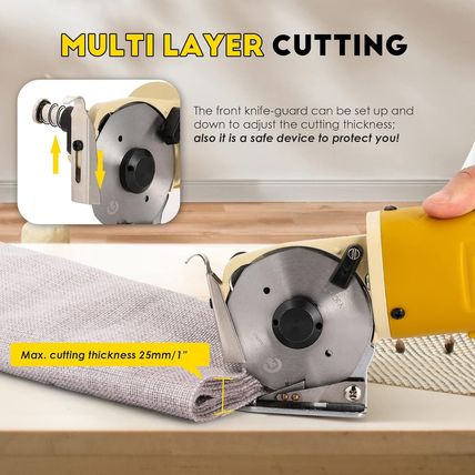 CGOLDENWALL Electric Rotary Fabric Cutter, Multi-Layer Electric Fabric Scissors,