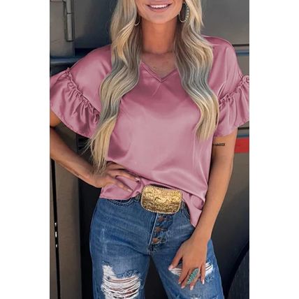 Toadstool Satin Ruffle Sleeve Top
