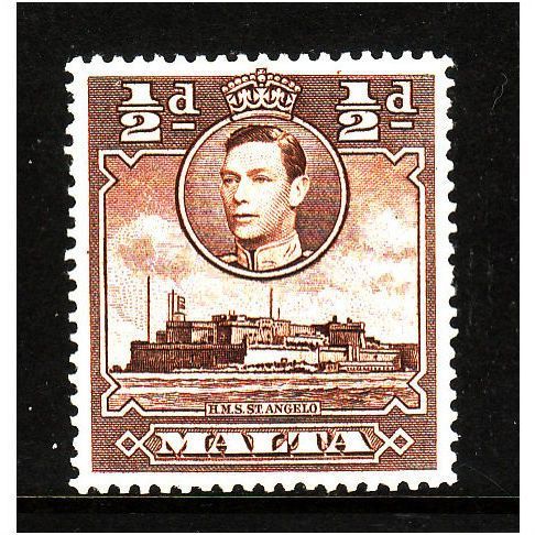 MALTA 1943 SG 218a 1/2d RED BROWN M /MINT#1