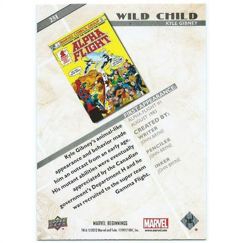 2012 Marvel Beginnings 2 - #251 - Wild Child