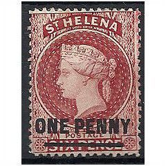 St Helena 1880 SG27 1d Lake Wmk Crown CC Mounted Mint . .