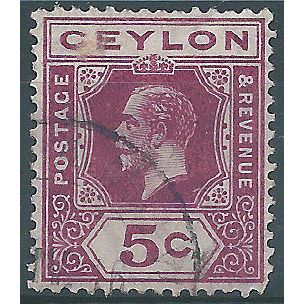 Ceylon 1912 SG303 5c Purple Fine Used . ..