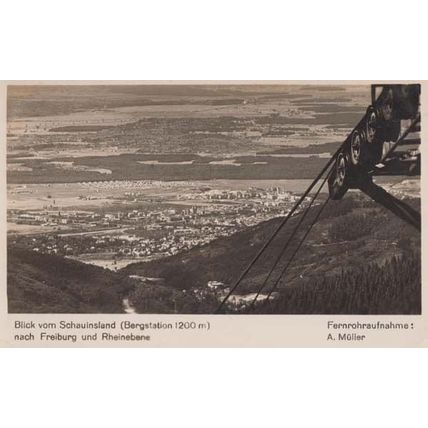 Schauinsland Freiburg Rhine Germany Vintage Cable Car Aerial Real Photo Postcard