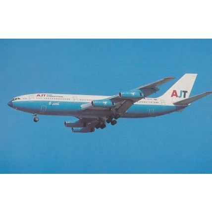 Ilyushin 86 RA-86140 Plane of AJT Air International at Rimini Airport Postcard