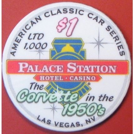 Palace Station. $1 Casino Chip. Las Vegas, NV. 1953 Roadster. G89.
