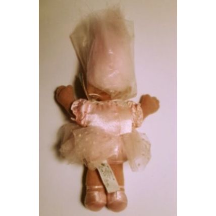 Vint. Russ 7" TuTu Ballerina Soft Body Troll Original Hangtag Plastic Hair Cover