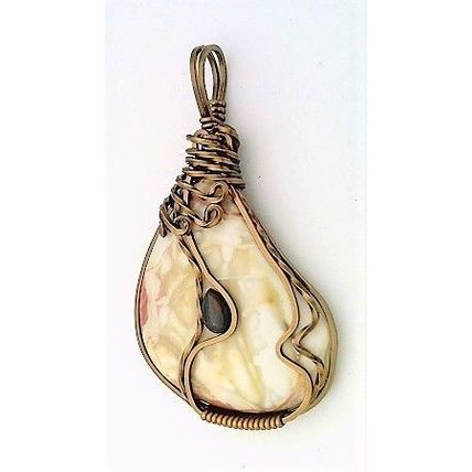 Morrisonite Jasper Opal Bronze Copper Wire Wrap Gemstone Pendant 23