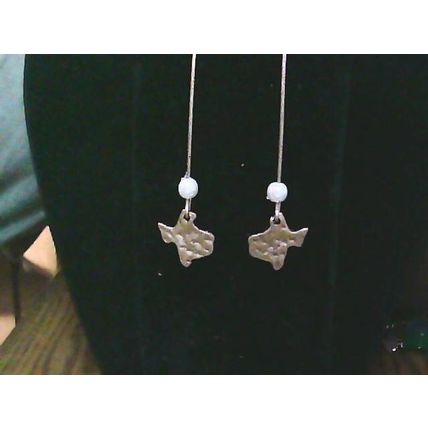 Texas state pearl bead Drop Pierced Gold Tone Earrings