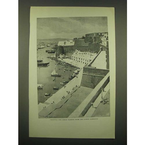 1902 Illustration by Ernest Peixotto - Valetta - The Great Harbor