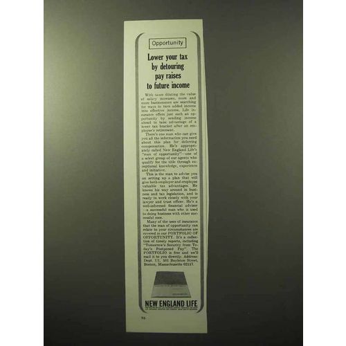 1964 New England Life Insurance Ad - Lower Your Tax
