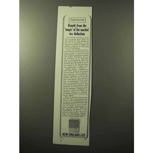 1964 New England Life Insurance Ad - Marital Deduction
