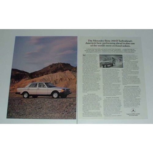 1982 2-page Mercedes 300D Turbodiesel Car Ad!