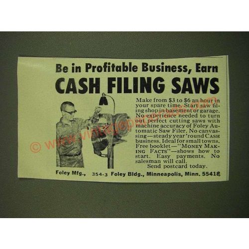 1973 Foley Mfg. Automatic Saw Filer Ad - Be in profitable business, earn cash