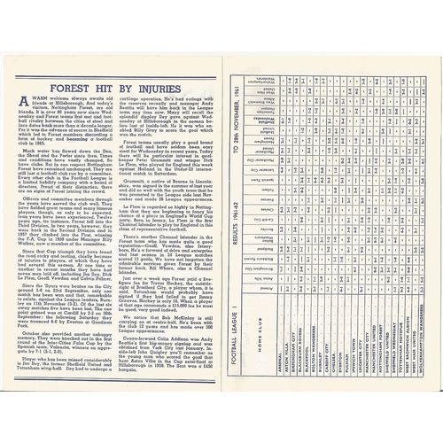1961-62 SHEFFIELD WEDNESDAY v NOTTINGHAM FOREST (Good - No Writing)