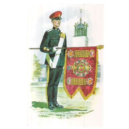 Standard Bearer 15th/19th THE KING'S ROYAL HUSSARS 1973 uniform unused postcard=