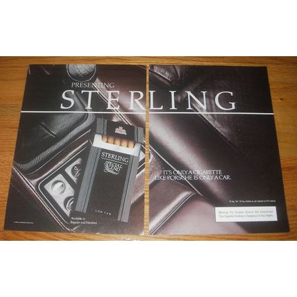 1984 Sterling Cigarettes Ad - Its only a cigarette like Porsche is only a car