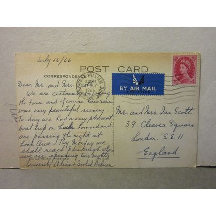 HEREFORD CATHEDRAL used vintage postcard 1966 postmark pink 8d stamp =
