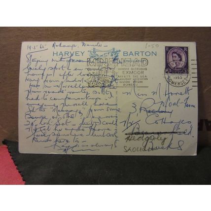 DUNSTER HIGH STREET, SOMERSET. used vintage postcard by Harvey Barton 1965 pm =