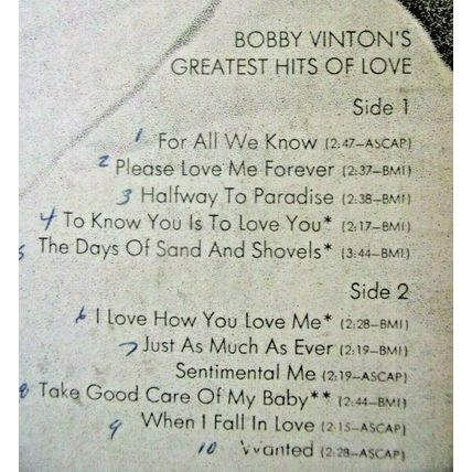 Bobby Vinton-Greatest Hits Of Love-LP-1970-VG+/VG+