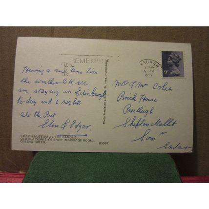 COACH MUSEUM, GRETNA GREEN,SCOTLAND used postcard 1977 pm =