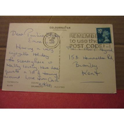 multiview, PERTHSHIRE CASTLES county... used postcard by Colourmaster 1976 pm =