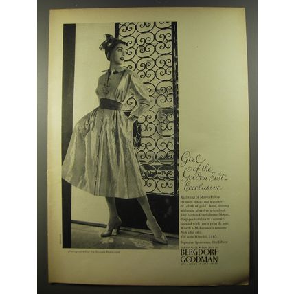 1954 Bergdorf Goodman Fashion Ad - Girl of the Golden East Exclusive