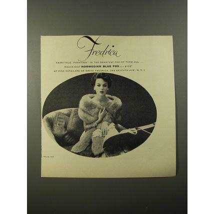 1954 Fredrica Norwegian Blue Fox Fur Stole Ad