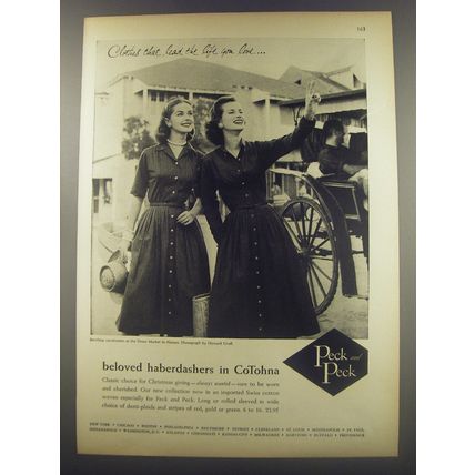 1956 Peck and Peck Fashion Ad - beloved haberdashers in CoTohna