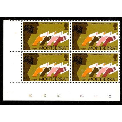 Montserrat 1974 Universal Postal Union Block of 4 x 3c MNH Stamps UPU