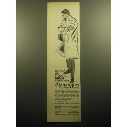 1958 Gleneagles All-Season Coat Ad - Raincoat and zipcoat in wash 'n' wear