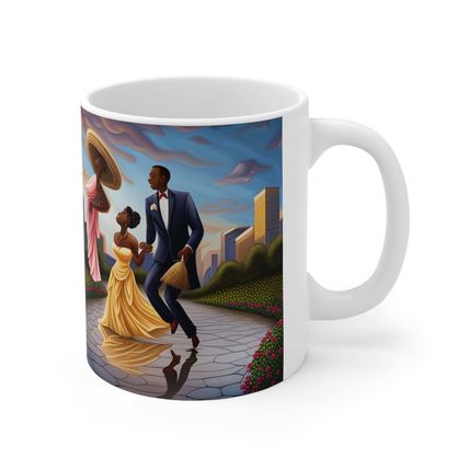 Traditional African American Culture Gold Dress Bride and Groom Jumping the Broo