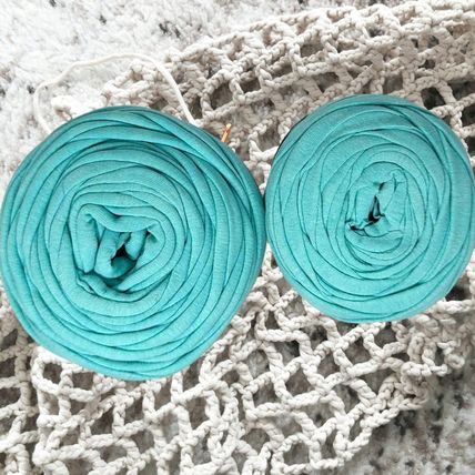 Lion Brand Fettuccini Yarn Bundle of 2 Aqua Blue 21.8oz Lot #60b