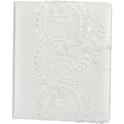 Ivy Lane Design Victorian Collection Wedding Book-White Satin w/Couture Lace-NEW