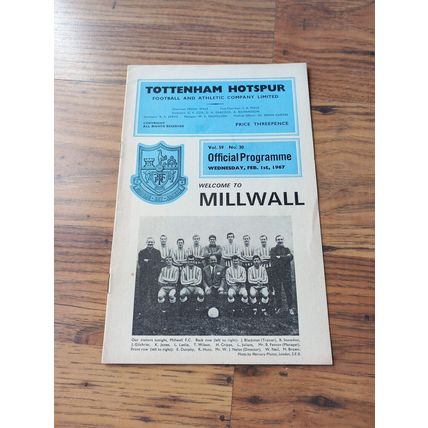 1967 FA Cup 3rd Round Replay - Tottenham / Spurs vs Millwall ** FREE P&P **