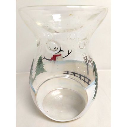 Snowman Glass Candle Holder Holiday Magic & Winter Pine Yankee Candle Tarts