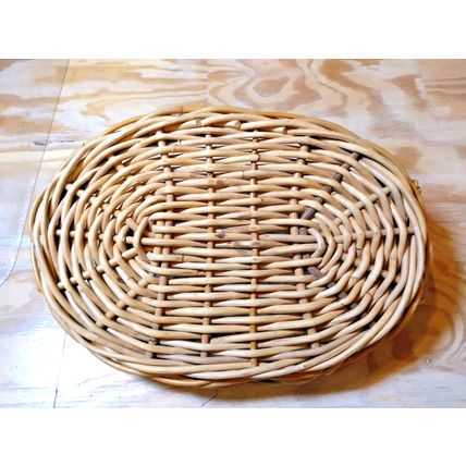 Heavy/Sturdy Flat Oval Basket w/ Side handles/ Ribbed/Bamboo - Sm. Pet Bed/More!