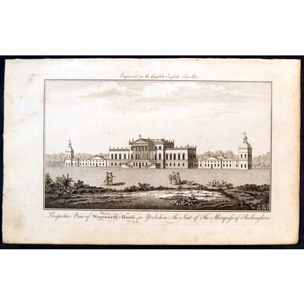 PERSPECTIVE VIEW OF WENTWORTH HOUSE, IN YORKSHIRE 1771 ANTIQUE ENGRAVING