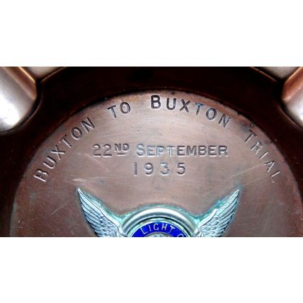 The Light Car Club Buxton Trial Copper Ashtray 1935 + Paperwork